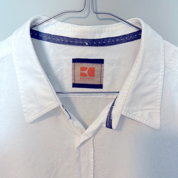 Hugo Boss Orange Mens Dress Shirt L Diamond Pattern - Picture 2 of 6